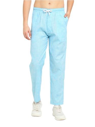 jainish men's sky linen cotton track pants (sky, 30)