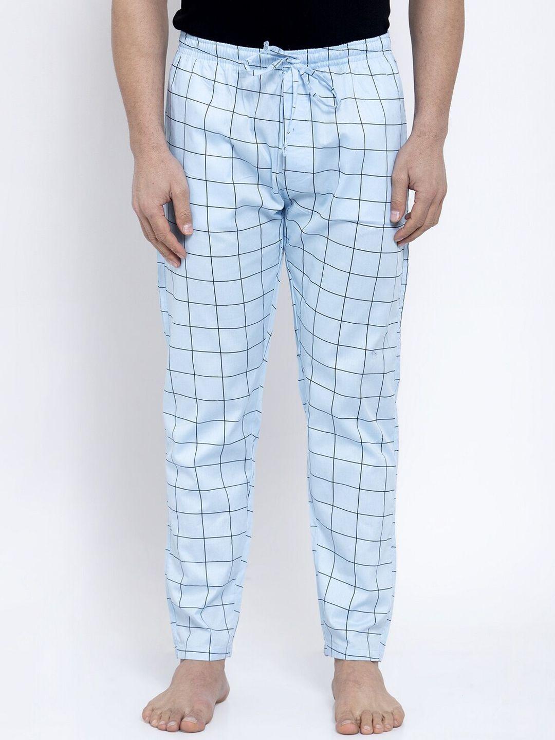 jainish men blue checked lounge pants