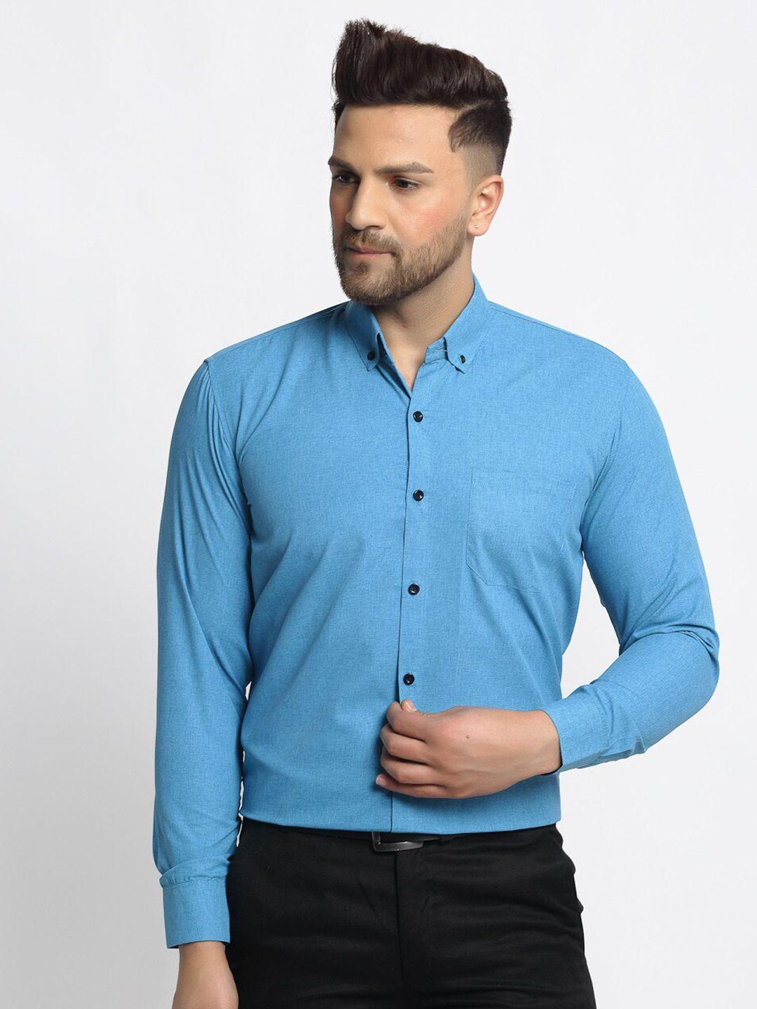 jainish men blue classic pure cotton formal shirt