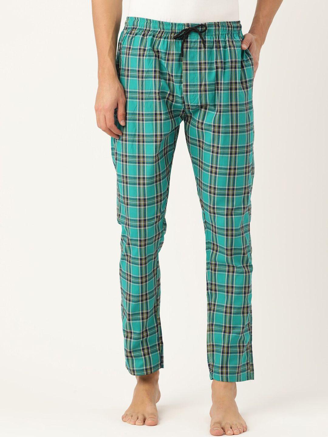 jainish men checked pure cotton lounge pants