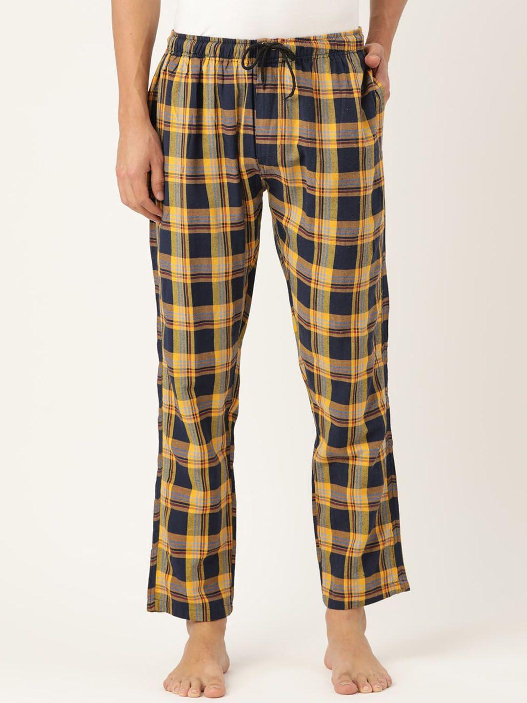 jainish men checked pure cotton lounge pants