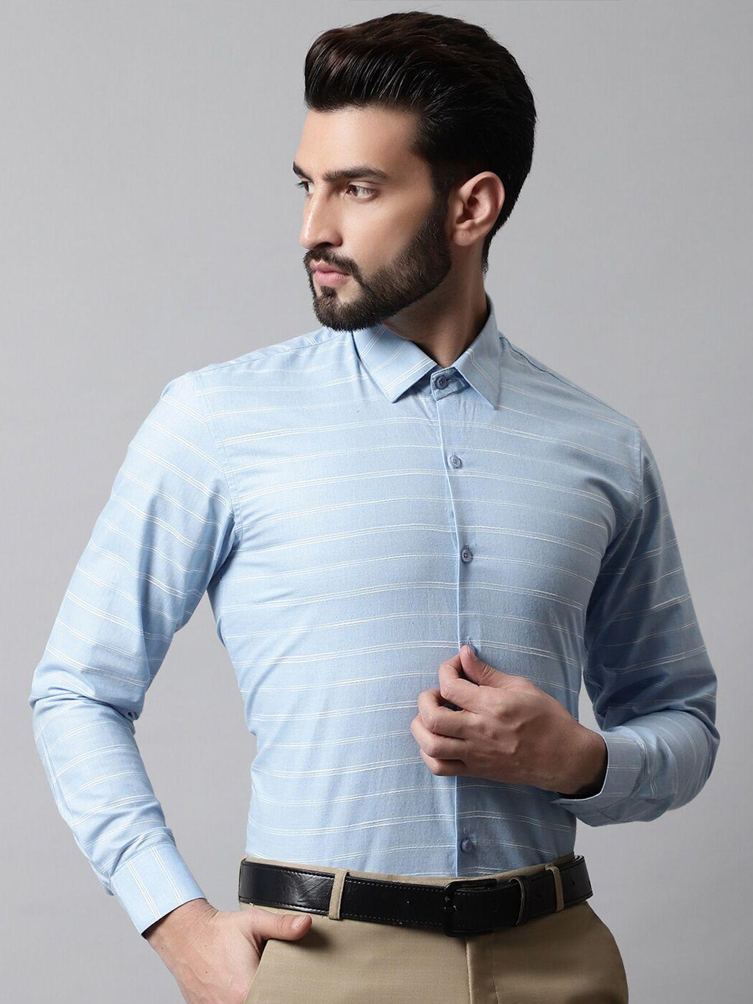 jainish men classic horizontal striped formal pure cotton shirt