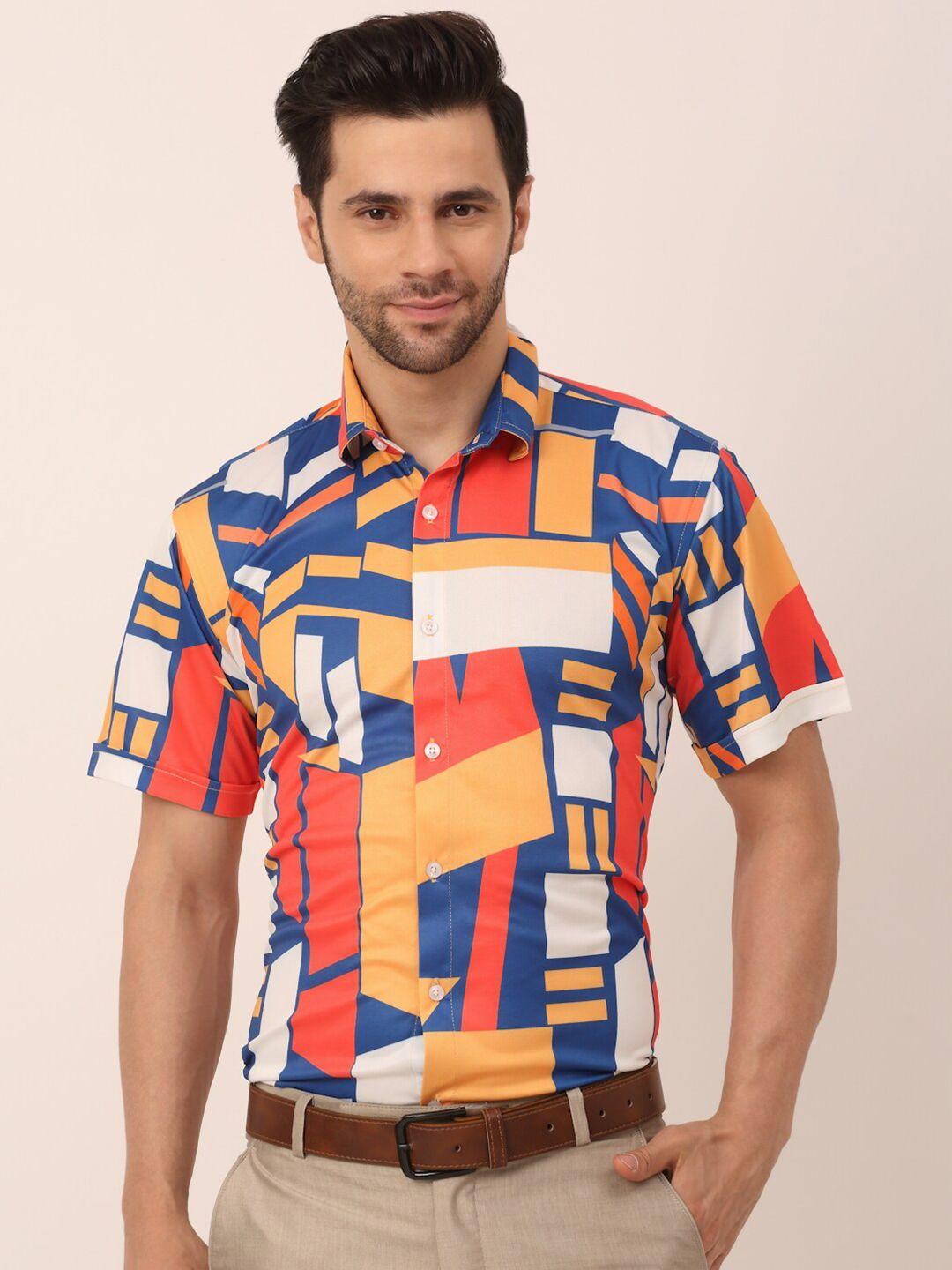jainish men classic printed pure cotton casual shirt