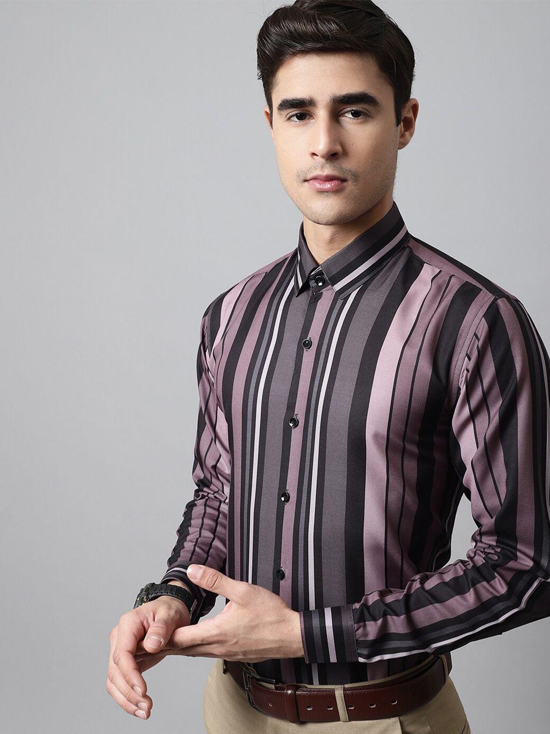 jainish men classic striped cotton formal shirt