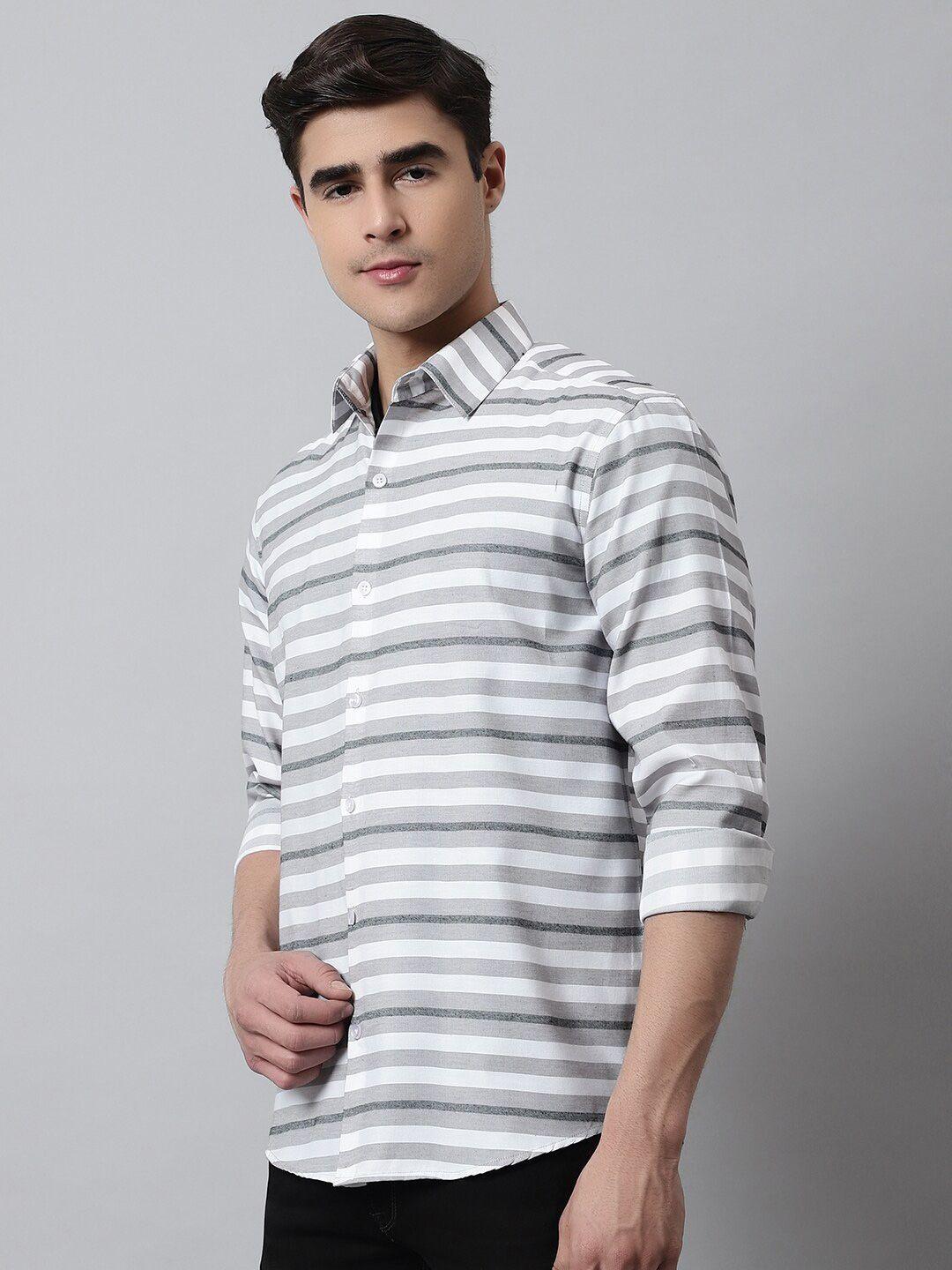 jainish men cotton classic horizontal stripes striped casual shirt