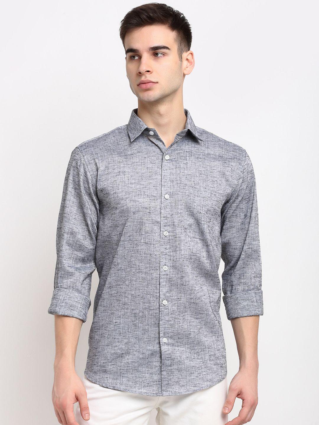 jainish men grey regular fit casual shirt