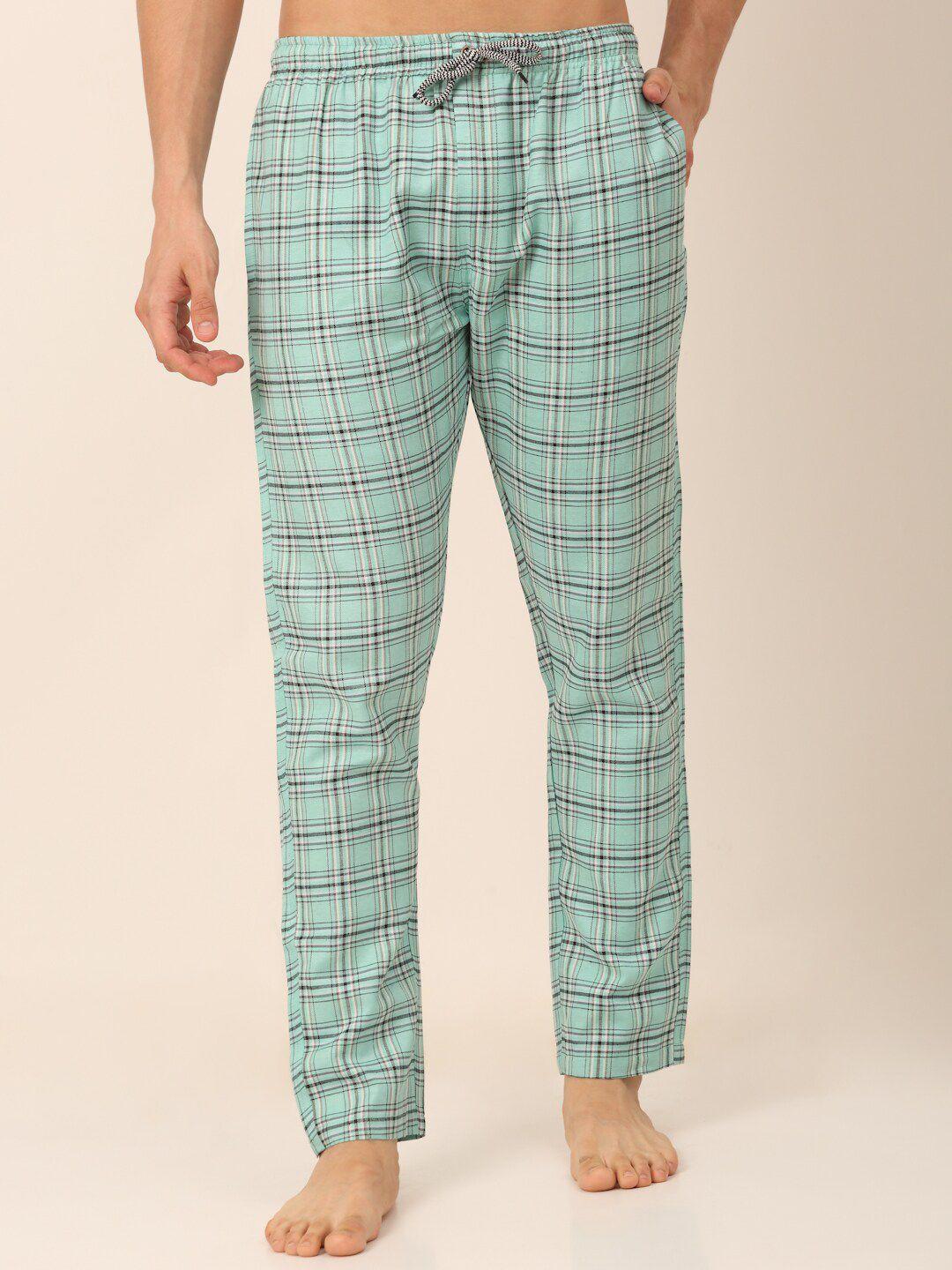 jainish men mid-rise checked pure cotton lounge pant