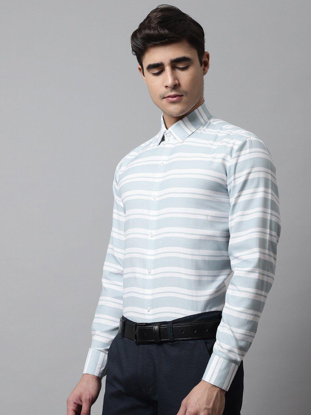 jainish men turquoise blue classic horizontal stripes striped formal shirt