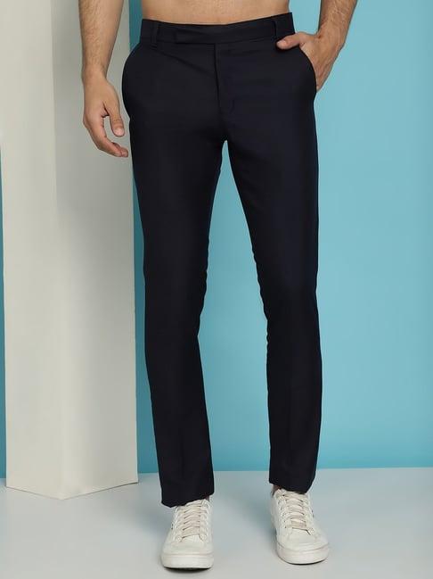 jainish navy tapered fit trousers