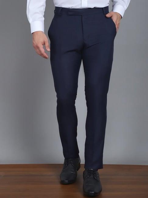 jainish navy tapered fit trousers