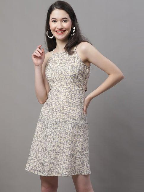 jainish off-white printed a-line dress