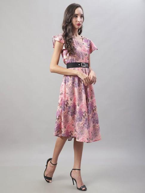 jainish pink cotton printed a-line dress