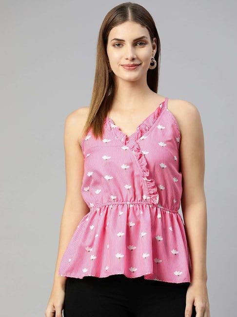 jainish pink floral print top