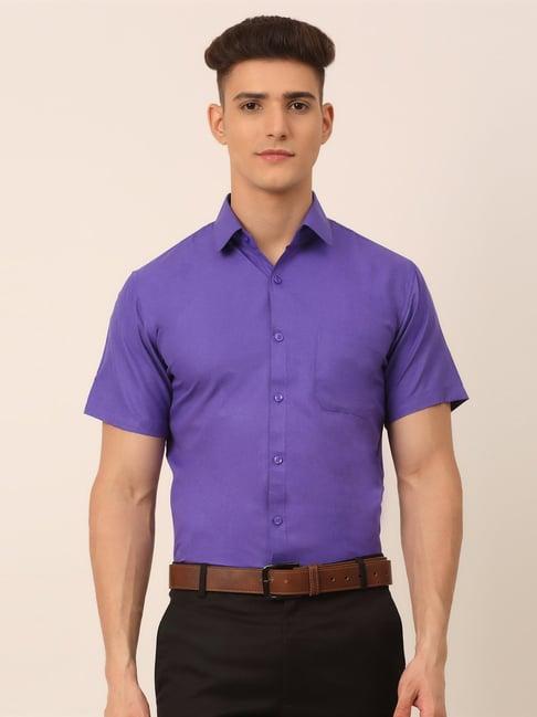 jainish purple cotton regular fit shirt