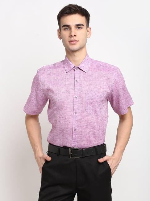 jainish purple cotton regular fit texture shirt