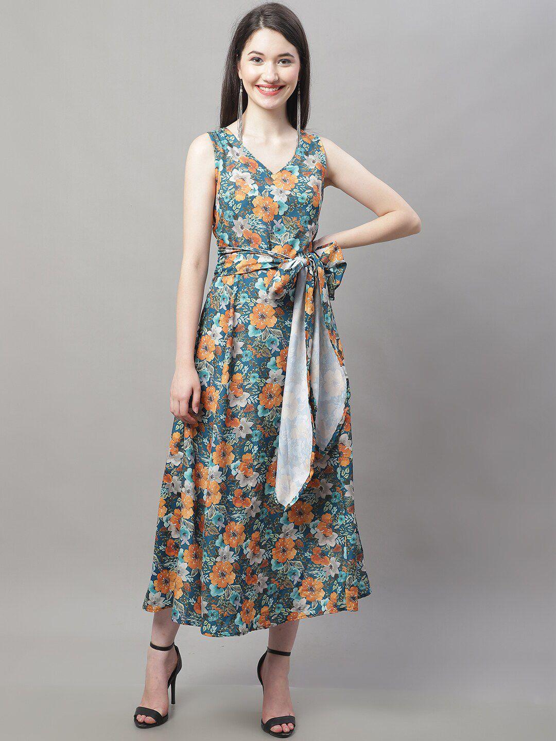 jainish v-neck floral print maxi dress