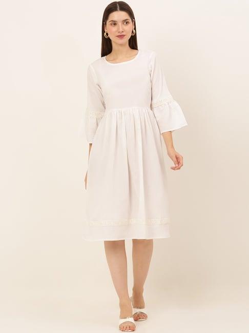 jainish white regular fit a-line dress