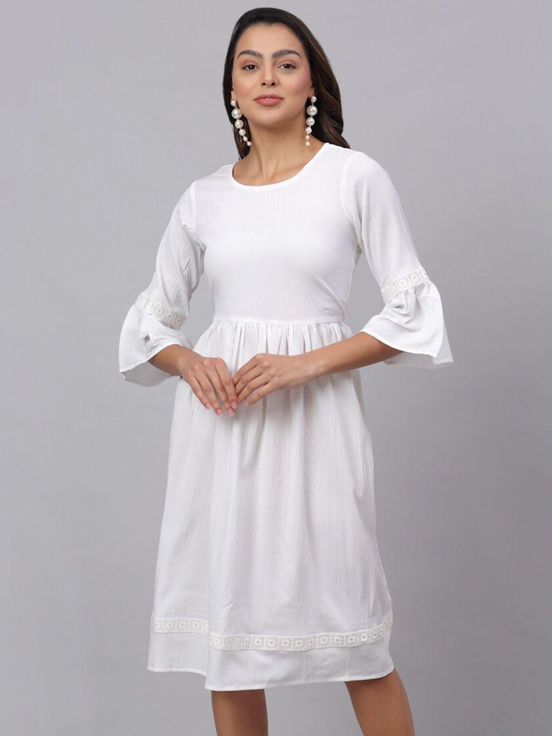 jainish women white solid a-line dress