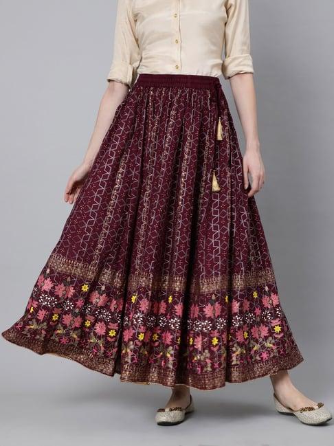 jaipur kurti burgundy printed skirt