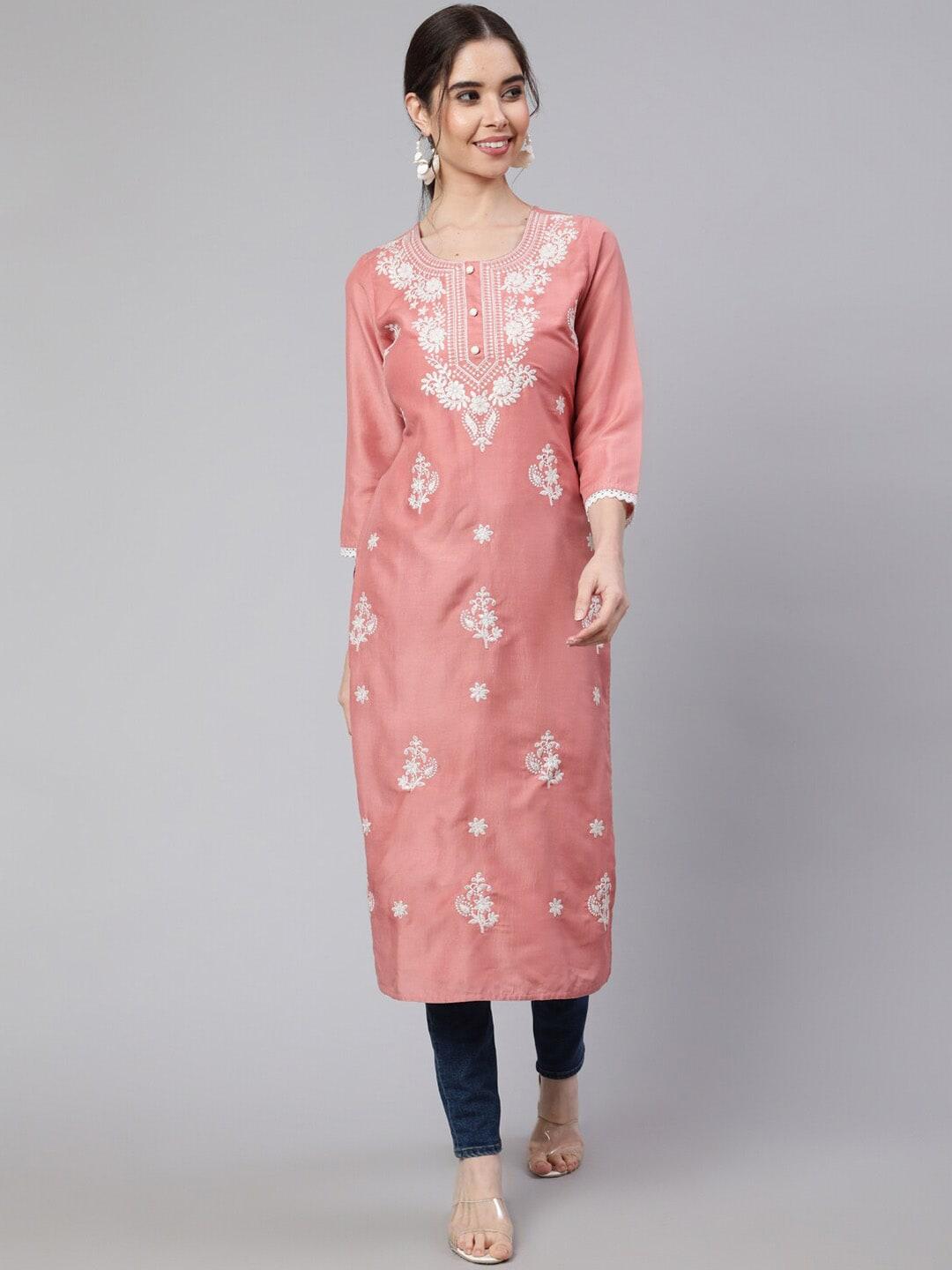 jaipur kurti ethnic motif embroidered straight kurta