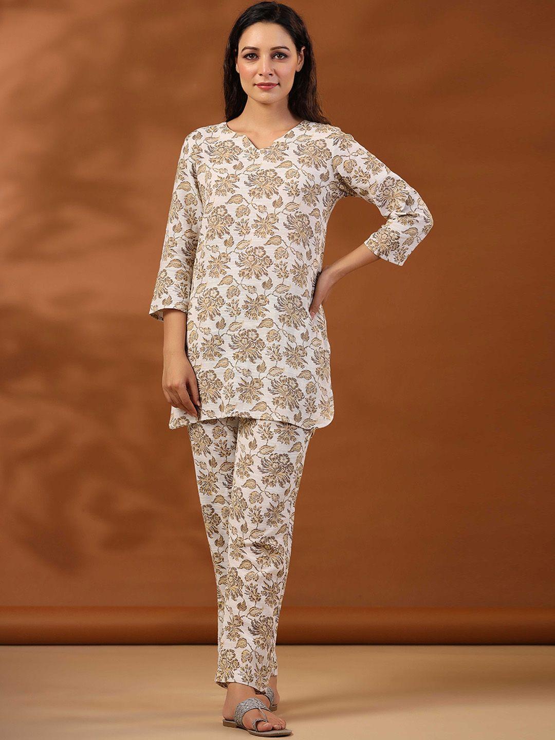 jaipur kurti floral printed kurti with pyjamas