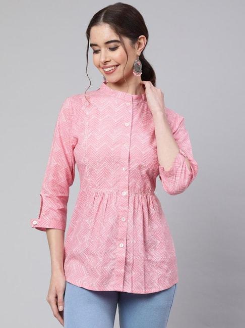 jaipur kurti pink printed shirt