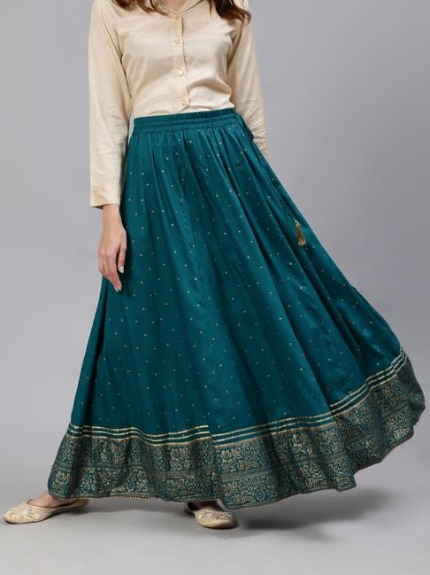 jaipur kurti turquoise blue embroidered skirt