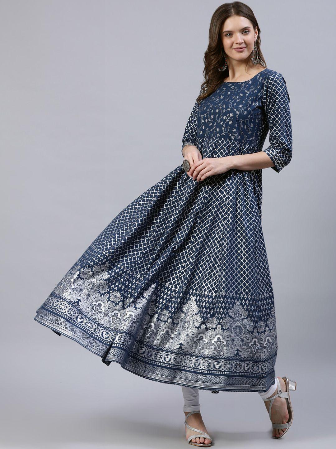 jaipur-kurti-women-navy-blue-ethnic-motifs-printed-anarkali-kurta