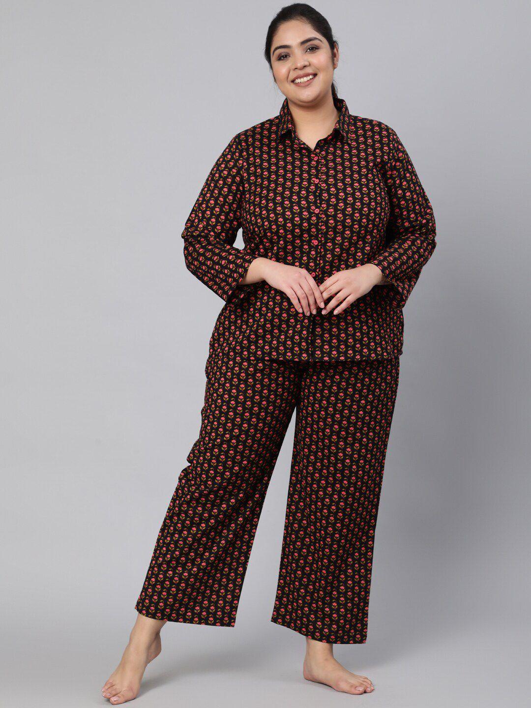 jaipur kurti women plus size printed pure cotton night suit