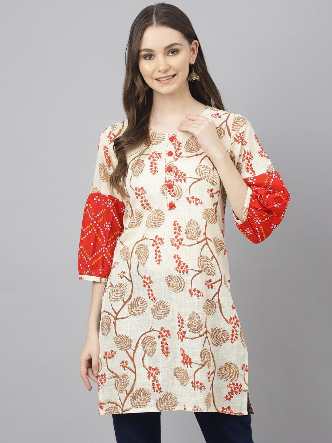 jaipur attire floral printed pure cotton straight kurti
