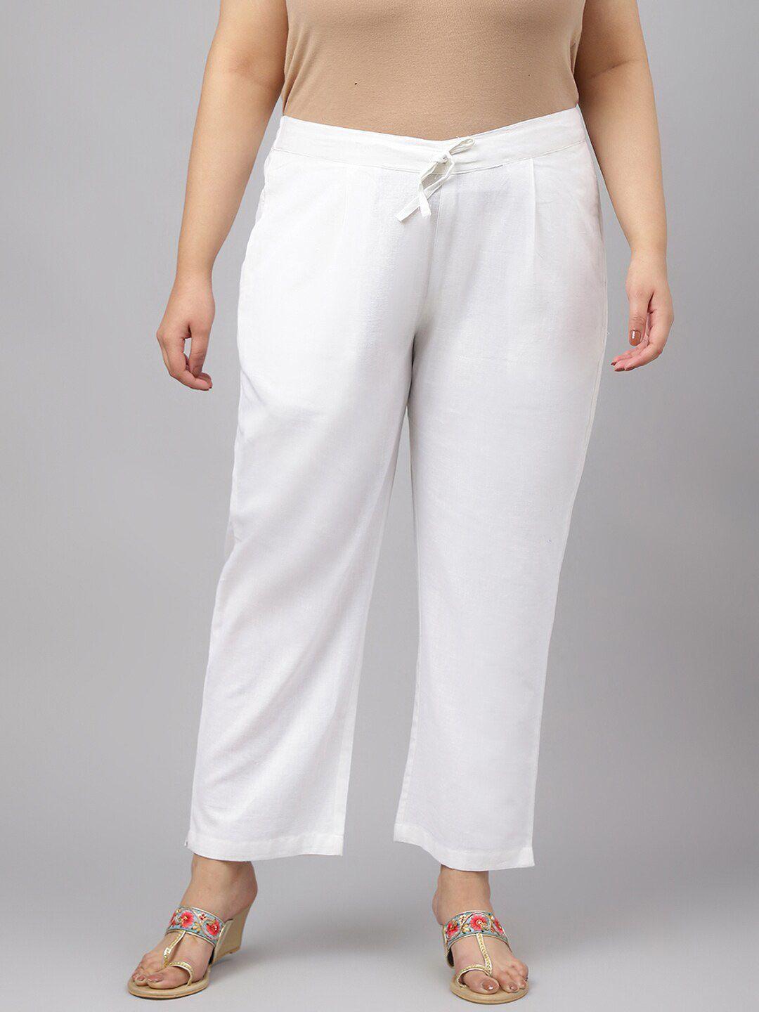 jaipur attire women plus size relaxed fit cotton regular trousers