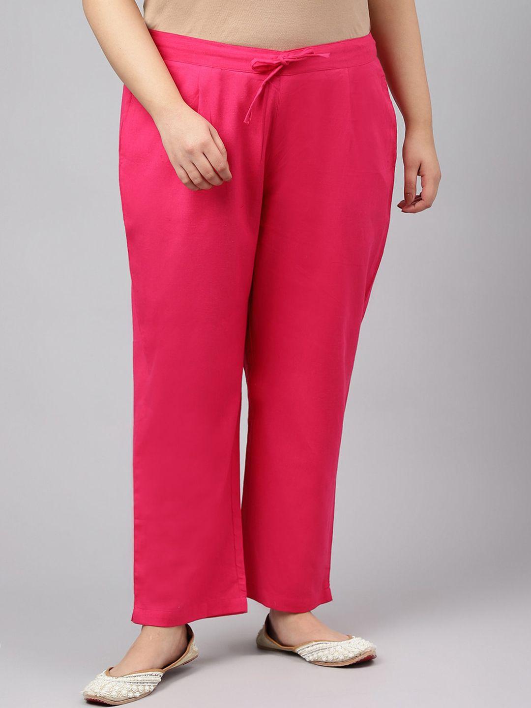 jaipur attire women plus size relaxed mid-rise cotton trousers