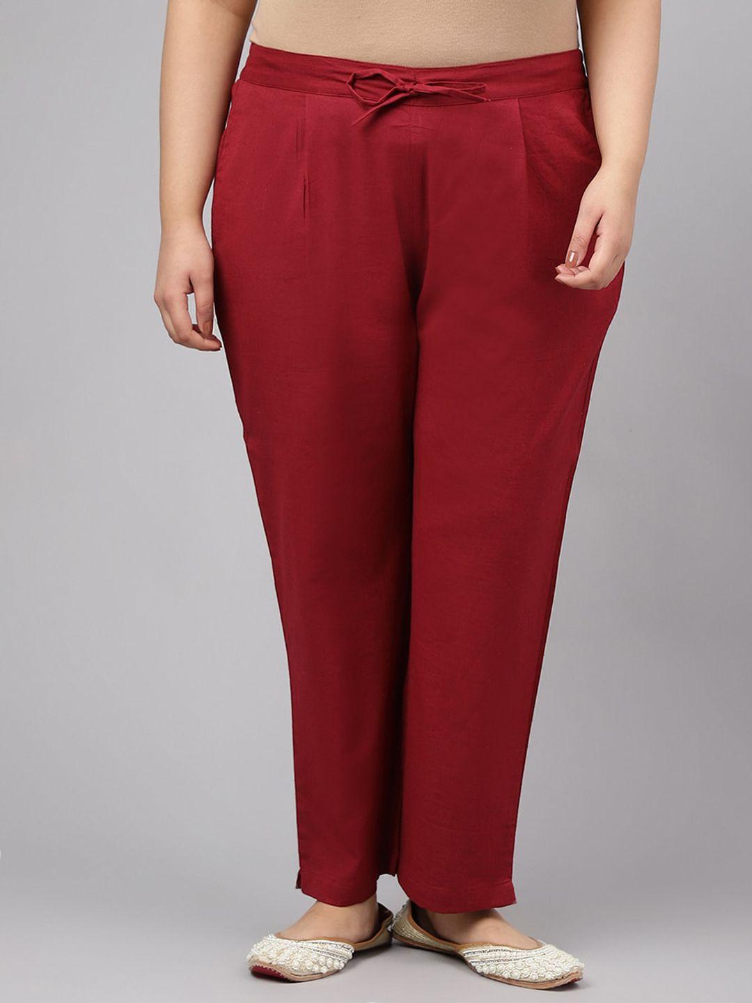 jaipur attire women relaxed mid-rise cotton pleated trousers