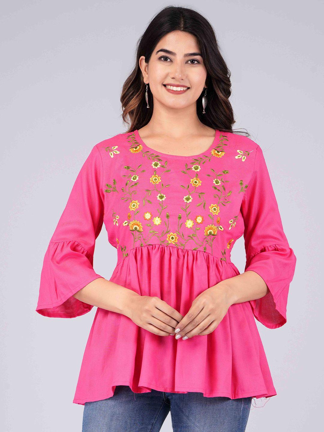 jaipur fashion mode embroidered bell sleeves top