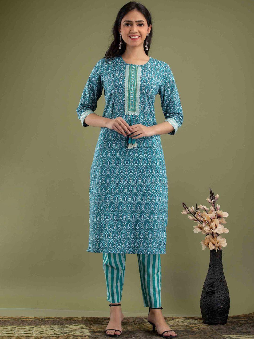 jaipur fashion mode ethnic motifs printed gotta patti straight kurta with trousers