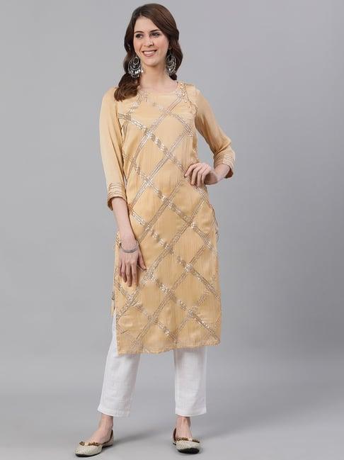 jaipur kurti beige solid kurta