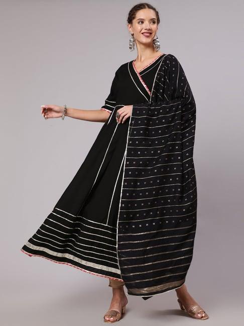 jaipur kurti black anarkali kurta with dupatta