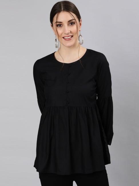 jaipur kurti black full sleeves peplum top