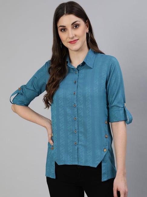 jaipur kurti blue printed shirt