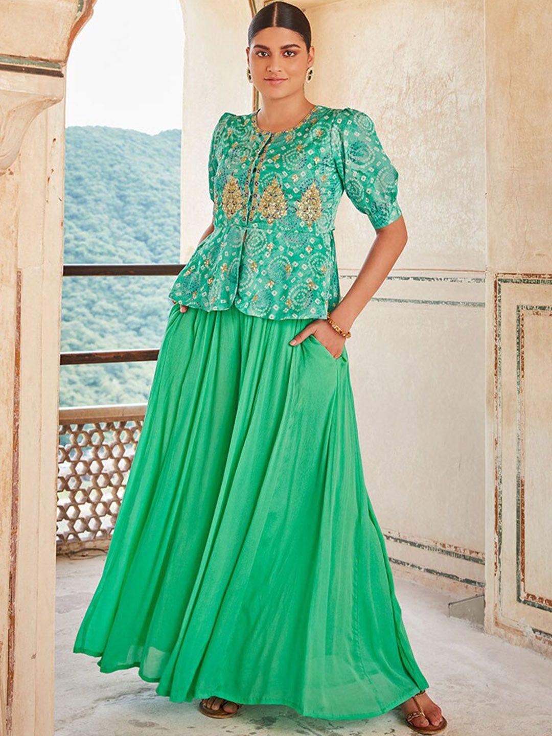 jaipur kurti embellished top & palazzo co-ords set