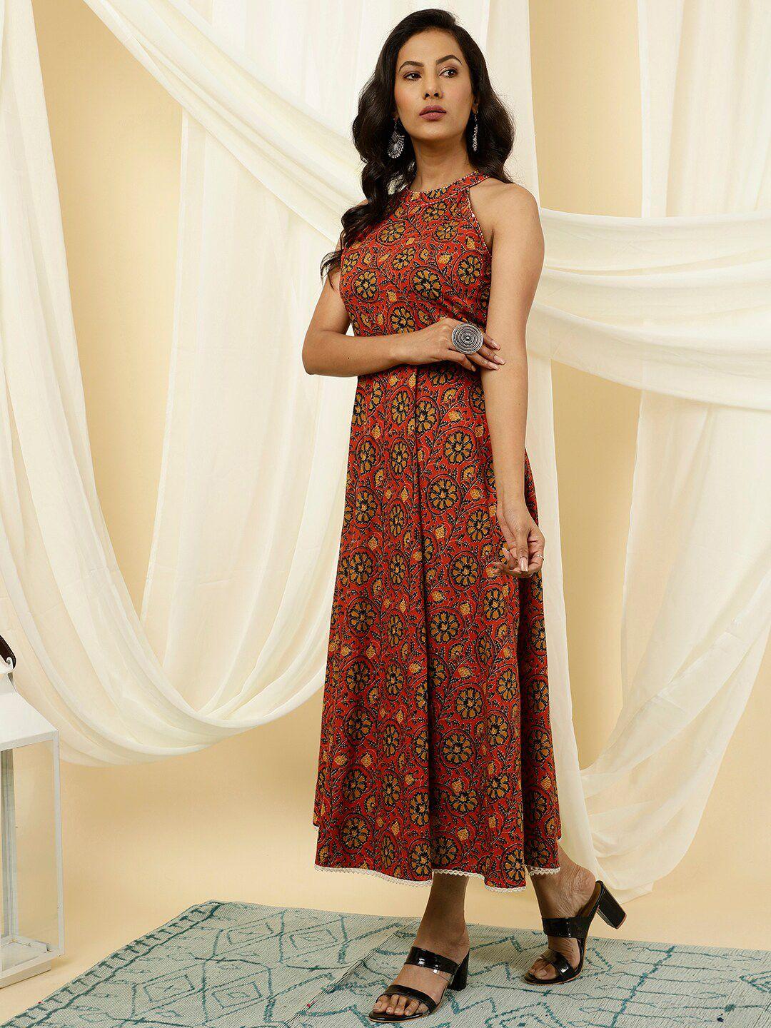 jaipur kurti ethnic motifs printed cotton maxi dress