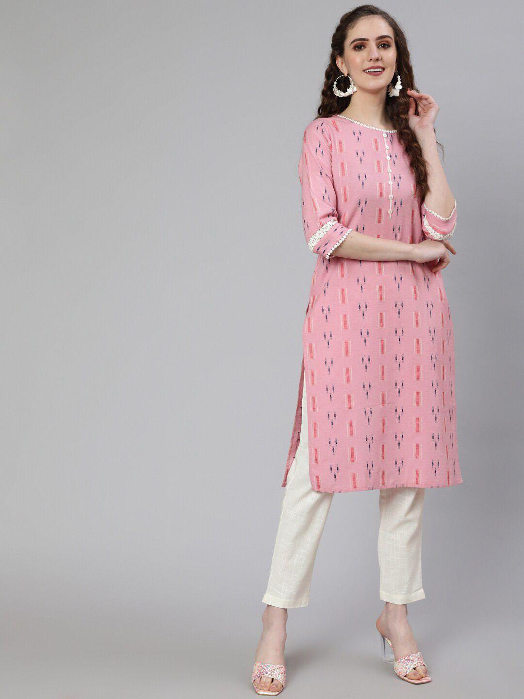 jaipur kurti geometric printed cotton kurta