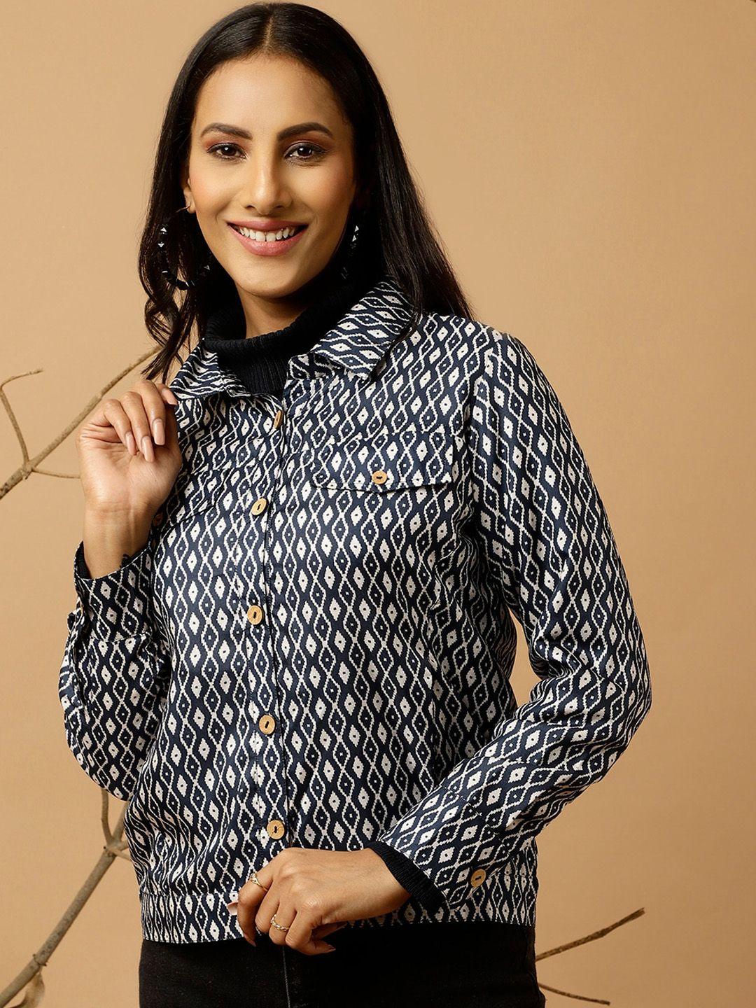 jaipur kurti geometric printed lightweight tailored jacket