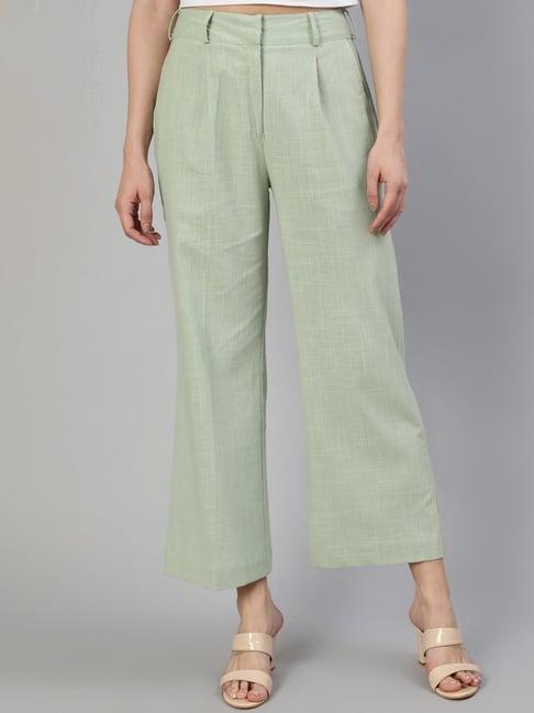 jaipur kurti green flared fit pleated pants