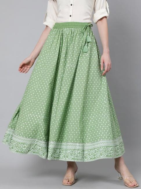 jaipur kurti green printed skirt