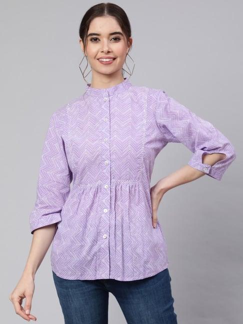 jaipur kurti lavender printed shirt