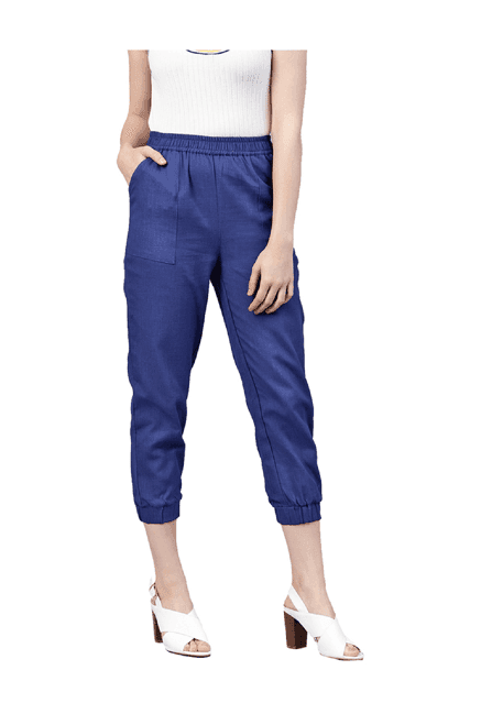 jaipur kurti navy cotton joggers