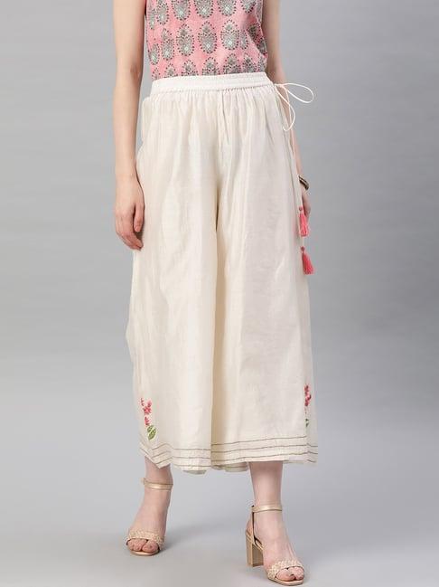 jaipur kurti off-white embroidered culottes