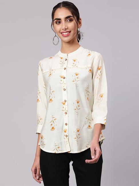 jaipur kurti off-white floral print shirt