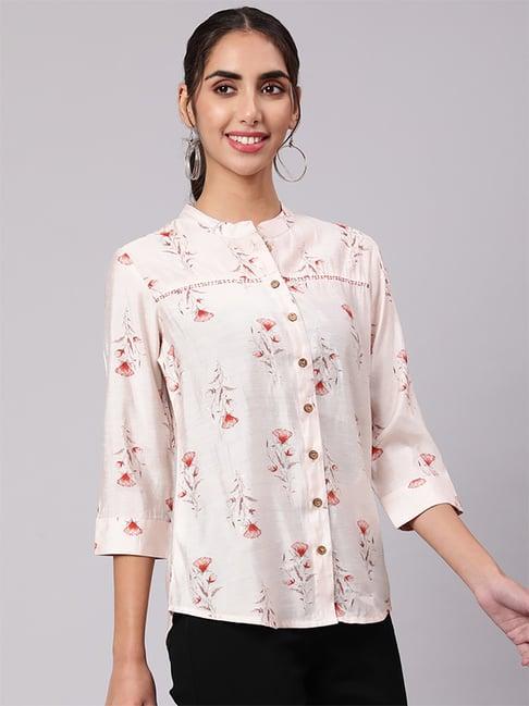 jaipur kurti off-white floral print shirt